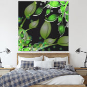 Verse tuinbladeren op zwart gewikkeld canvas afdruk (Insitu (Slaapkamer))