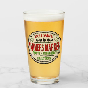 Verse tuinbouwer en naam van de plaatselijke landb glas