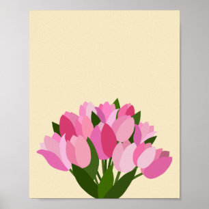 Verse tulpen pastel geel en roze poster