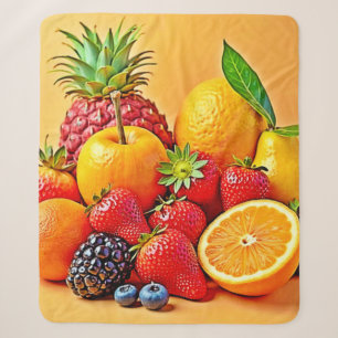 Verse Verse: Levendig Ontwerp voor Fruit Oogst Sherpa Deken