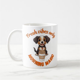 Verse Vibes & Koffie Speelse Puppy Digitale Kunst Koffiemok