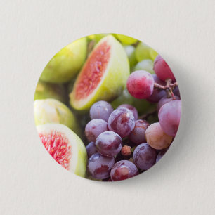 Verse vijgen en druiven ronde button 5,7 cm