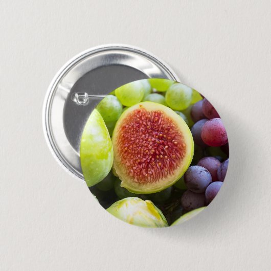 Verse vijgen en druiven ronde button 5,7 cm (Voorkant /achterkant)