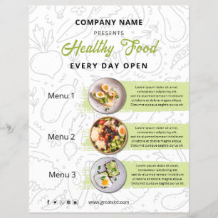Verse voedsel, gezond voedsel catering restaurant flyer
