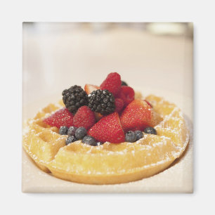 Verse wafel met fruit magneet