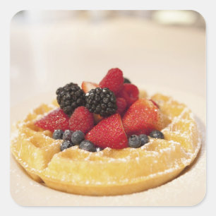 Verse wafel met fruit vierkante sticker