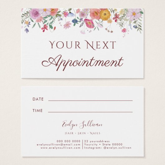 Verse Wildbloemenkaart Visitekaartje (Voorkant /achterkant)