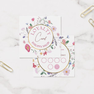 Verse wilde bloemen gouden cirkel loyaliteit kaart