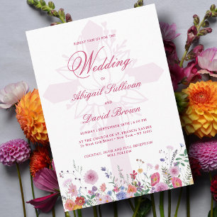 Verse wilde bloemen religieuze bruiloft kaart