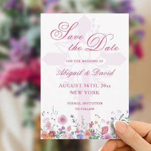 Verse Wilde Bloemen Religieuze Trouwkaart Datum Be Save The Date