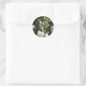 Verse witte zomertuinbloemen en groene bladeren ronde sticker (Tas)