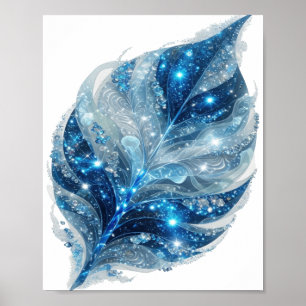 Verse Zilveren BLUE ICE LEAF Artistiek Motief Poster