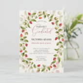 Verse Zoete Aardbei Afstudeer Uitnodiging (Staand voorkant)