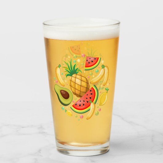 Verse zomer fruit patroon glas (Voorkant gevuld)