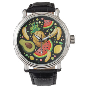 Verse zomer fruit patroon horloge