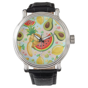 Verse zomer fruit patroon horloge