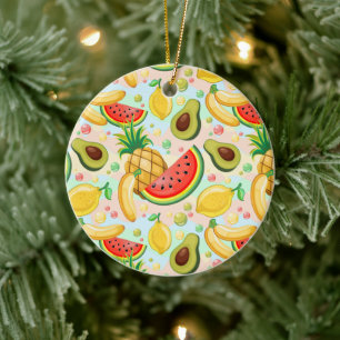 Verse zomer fruit patroon keramisch ornament