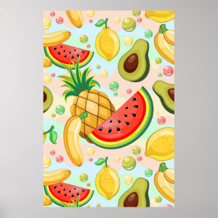 Verse zomer fruit patroon poster