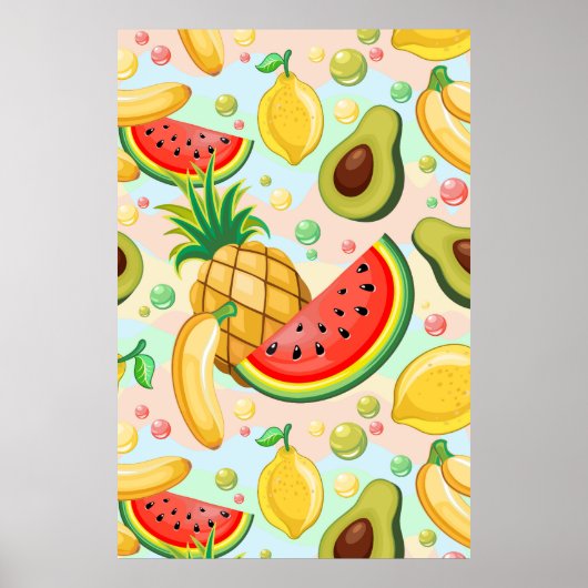 Verse zomer fruit patroon poster (Voorkant)