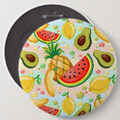 Verse zomer fruit patroon ronde button 6,0 cm (Voorkant /achterkant)