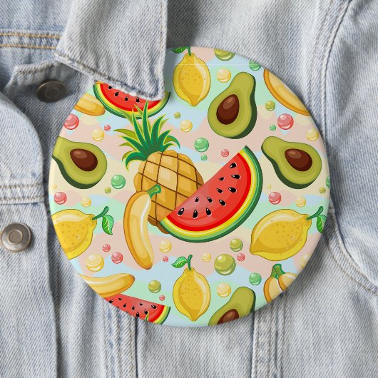 Verse zomer fruit patroon ronde button 6,0 cm (In situ)