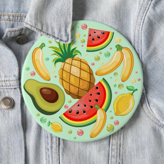 Verse zomer fruit patroon ronde button 6,0 cm (In situ)