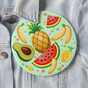 Verse zomer fruit patroon ronde button 6,0 cm