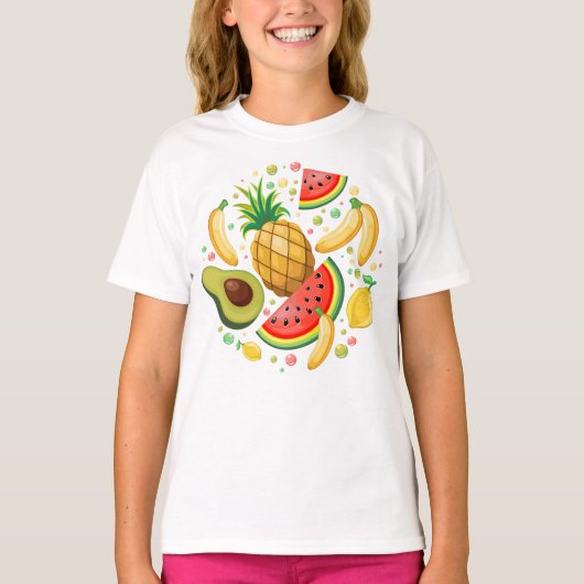 Verse zomer fruit patroon t-shirt (Voorkant)