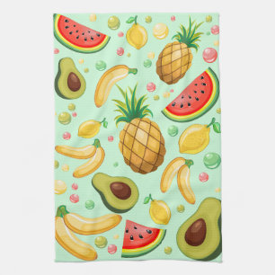 Verse zomer fruit patroon theedoek