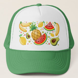 Verse zomer fruit patroon trucker pet