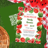 Verse Zomer Watermeloenen QR Code Familie Reünie Kaart