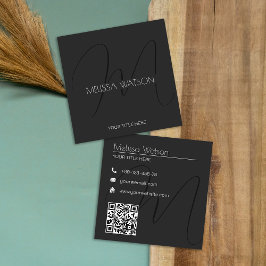 Verse zwarte minimale moderne QR-code Vierkante Visitekaartje