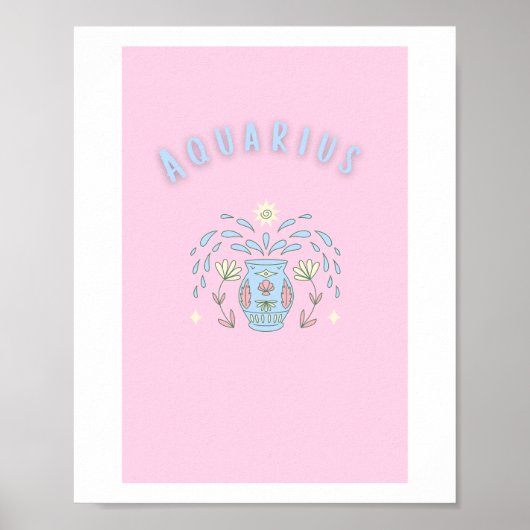Verseau Aquarius rose, impression signe du zodiaqu (Devant)