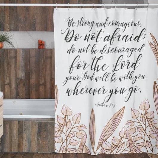 Verset Bible Beige Floral Douche Rideau