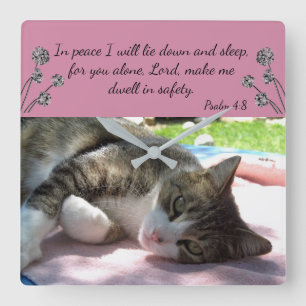 Verset Bible Chat Sleepy Horloge murale