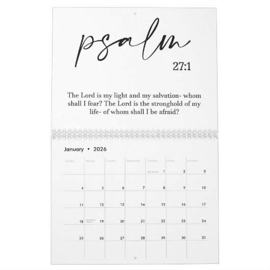 Verset Bible Deux Page Moyen Calendrier Blanc (Jan 2026)