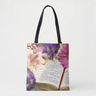 Verset Bible Floral Sac fourre-tout d'impression