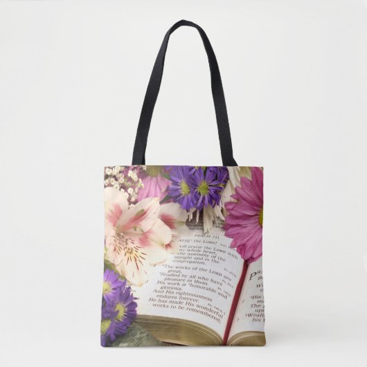 Verset Bible Floral Sac fourre-tout d'impression (Devant)