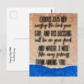 Verset biblique Exode 23:25 Carte postale (Devant / Derrière)
