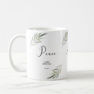 verset de la Bible John Écriture feuille Café Mug