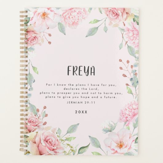 Verset floral rose Bible Verse Personnalisé (Devant)