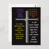 Versets bibliques sur une carte postale colorée (Devant / Derrière)