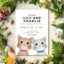 Versiblings duo verjaardagsfeest met twee kittens 