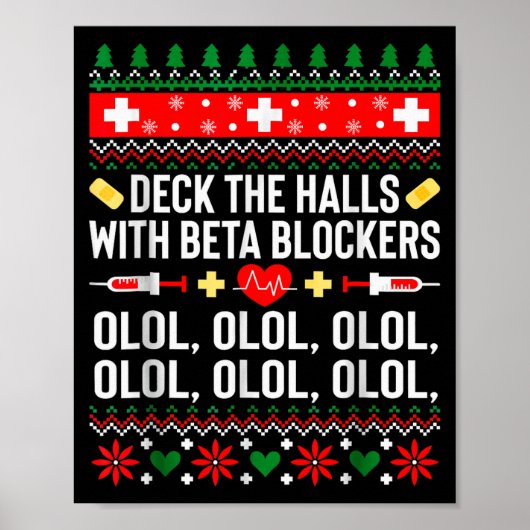 Versier de hal met bètablokkers Verpleegster Kerst Poster (Voorkant)