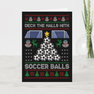 Versier de hal met voetbal lelijke kerst voetbal p kaart