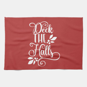 versier de hal Typografie Feestdagen Theedoek