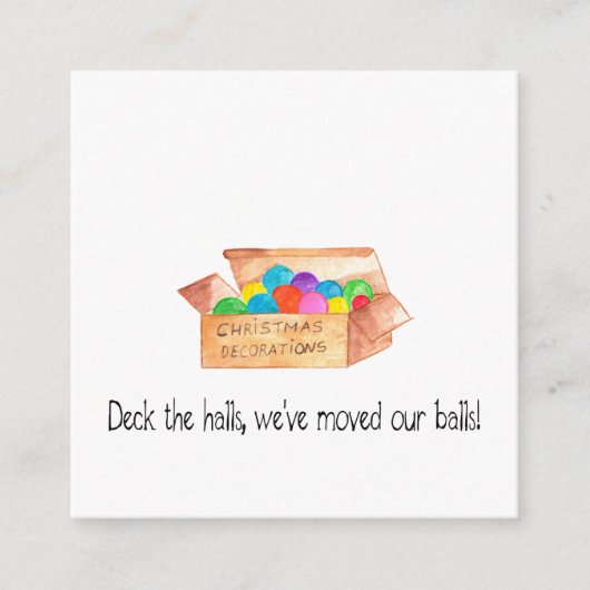 Versier de hal, we hebben onze ballen verhuisd! informatiekaartje (Voorkant)