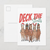 Versier de Stallen Grappige Kerstmis Paard Liefheb Uitnodiging Briefkaart (Voorkant / Achterkant)