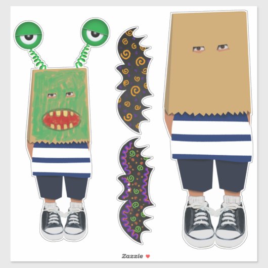 Versier of Kleur Kinder Tasmasker voor Halloween S Sticker (Vel)