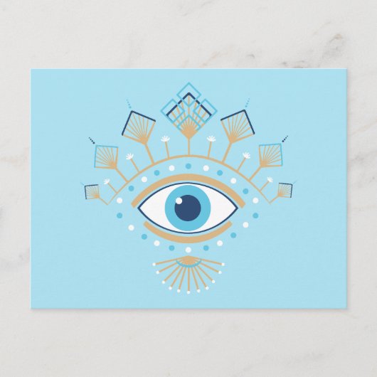 Versierd Grieks Evil Eye Turks Beschermingssymbool Briefkaart (Voorkant)